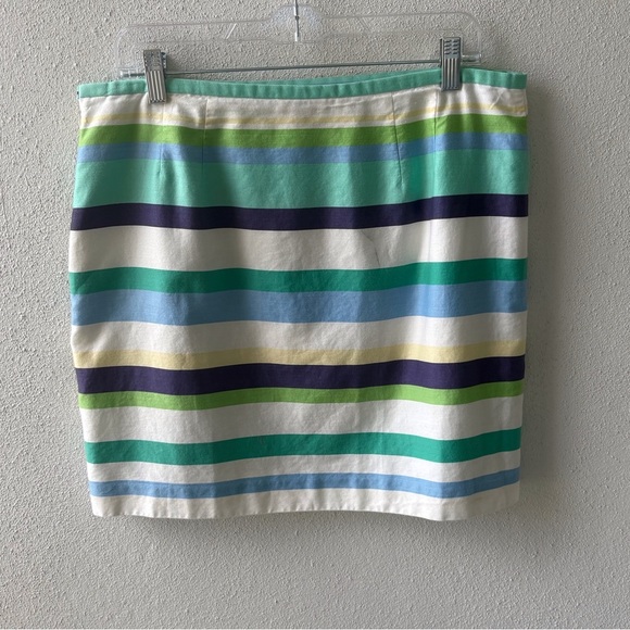 Loft A-Line Mini Skirt Size 12 Side Zip Preppy Stripe School Cruise Beach Brunch - Picture 2 of 9